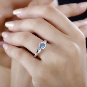 TUCSON FIND - Natürlicher AA Aqua Kyanit Ring 925 Silber rhodiniert (Größe 17.00) ca. 1.03 ct