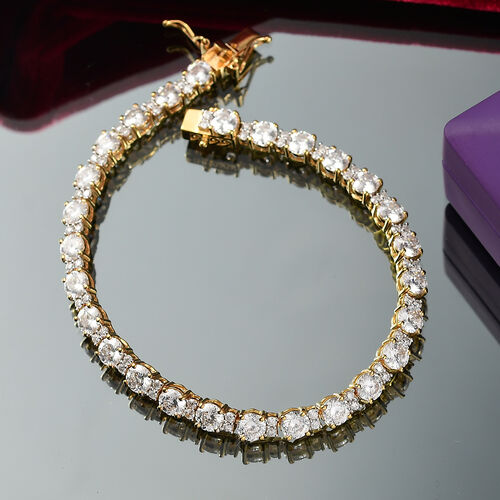 D’joy 100 Facetten Moissanit Armband ca. 20 cm 925 Silber 750 Gelbgold Vermeil ca. 14,31 ct. image number 1
