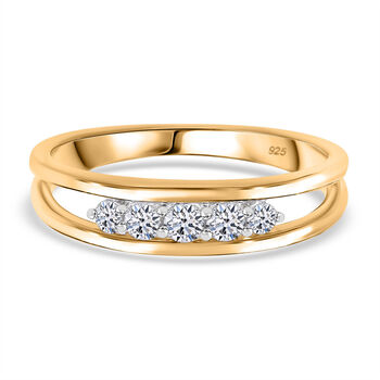 Luxuriant Diamond Lab Grown Diamant VS Ring, 925 Silber Gelbgold Vermeil (Gr&ouml;&szlig;e 16.00) ca. 0.25 ct