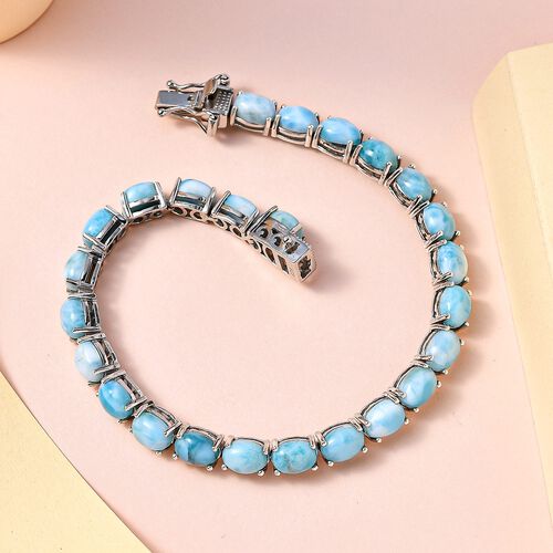 Larimar Armband, ca. 19 cm 925 Silber platiniert ca. 22.08 ct image number 1