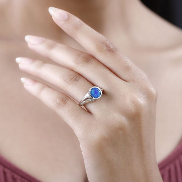 Paraiba Pfau Triplett Quarz und Zirkon-Ring - 2,73 ct. image number 2