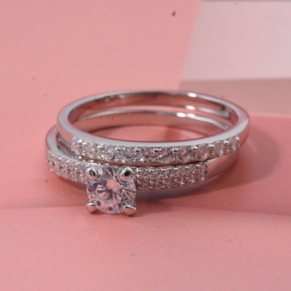 Lustro Stella weiße Zirkonia Stacking-Ringe image number 1