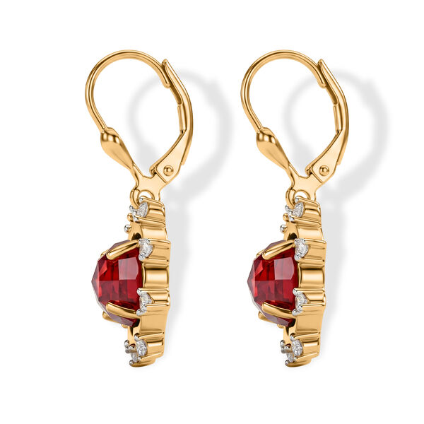 D'Joy Lab Grown Padparadscha-Saphir, Wei&szlig;er Zirkon Ohrringe 925 Silber 750 Gelbgold vermeil ca. 6,79 ct. image number 1