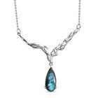 Labradorit Halskette ca. 45 cm Edelstahl ca. 6,16 ct.