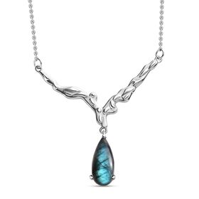 Labradorit Halskette ca. 45 cm Edelstahl ca. 6,16 ct.