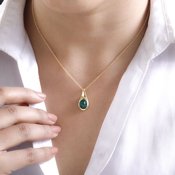 Kagem sambischer Smaragd-Anh&auml;nger mit Kette - 2 ct. image number 1