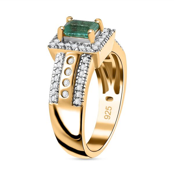 AAA Smaragd und Zirkon Ring- 1,07 ct. image number 5