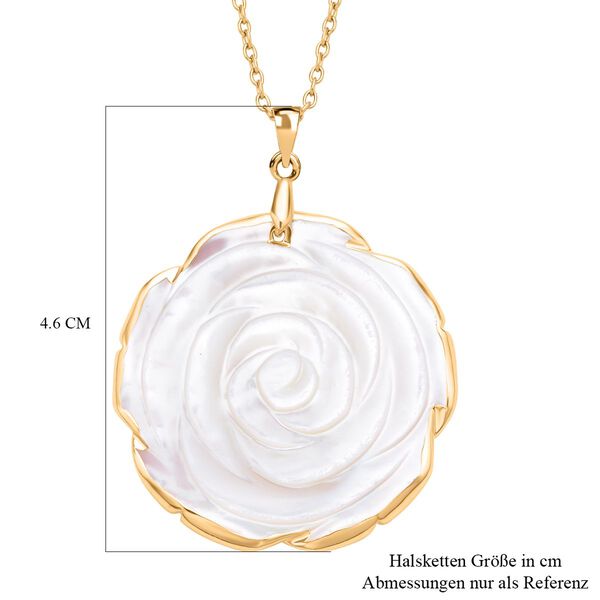 Weißer Muschelkernperlen Anhänger mit Kette im Schmuckset, Edelstahl IP-Gelbbeschichtung ca. 23.00 ct image number 5