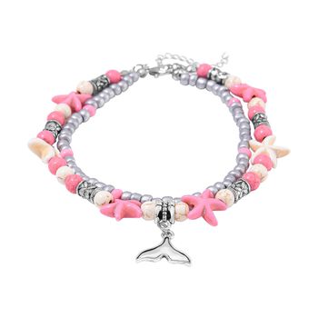 2er Set - Wei&szlig;er Howlit, Almandin Schmuck Zubeh&ouml;r ca. 23 cm Antik-silber-Plattierung ca. 60.35 ct