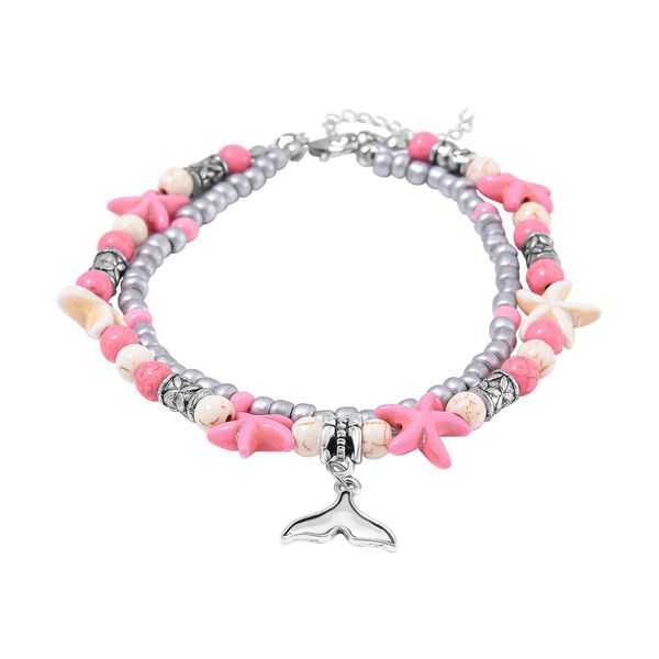 2er Set - Weißer Howlit, Almandin Schmuck Zubehör ca. 23 cm Antik-silber-Plattierung ca. 60.35 ct image number 3