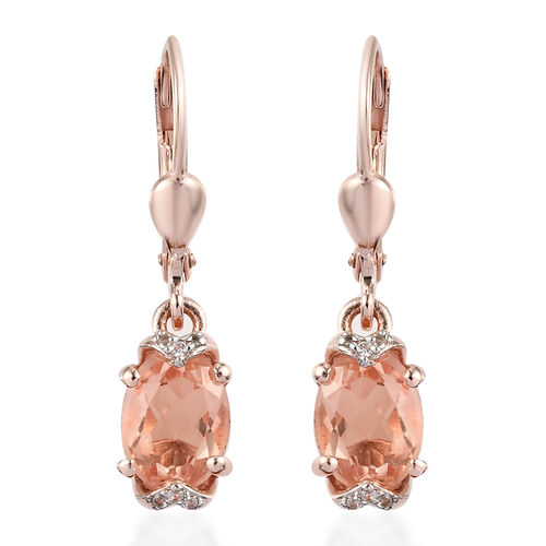 Morganit Triplette Quarz und Zirkon Ohrhänger 925 Silber Roségold ca. 2,47 ct  image number 0
