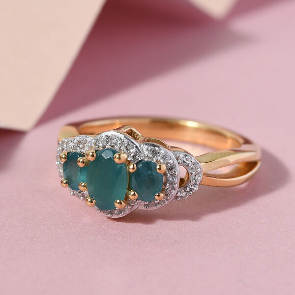 Grandidierit und Zirkon-Ring, 925 Silber vergoldet  ca. 1,09 ct image number 2