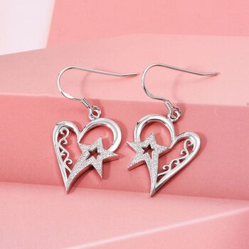 Lustro Stella wei&szlig;e Zirkonia Herz und Stern Ohrringe