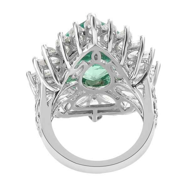 Pfau Triplett Quarz und wei&szlig;er Topas-Ring, 925 Silber platiniert  ca. 15,54 ct image number 6