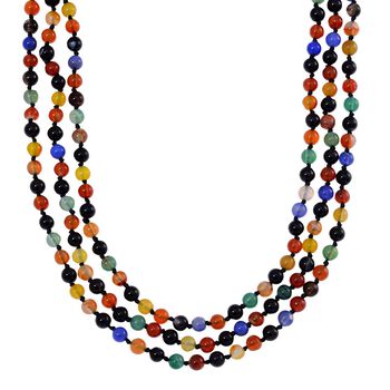 Dreilagige Multi-Edelstein-Halskette, 150cm - 304,20 ct.