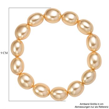 Flexibles goldenes Oval Muschelkernperle Armband