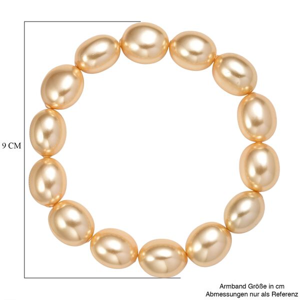 Flexibles goldenes Oval Muschelkernperle Armband image number 4