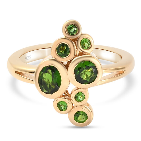 Nat&uuml;rlicher Chromdiopsid-Ring, 925 Silber vergoldet  ca. 0,93 ct