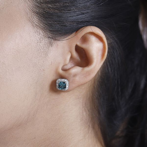 RHAPSODY - AAAA Pirineu Lagunen Turmalin, Wei&szlig;er Diamant SGL zertifiziert Ohrringe 950 Platin ca. 3.31 ct image number 3