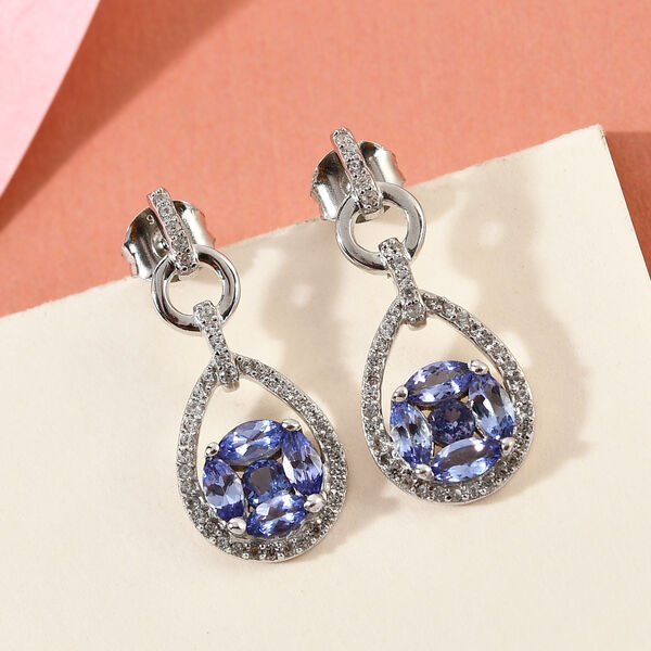 Tansanit Ohrhänger 925 Silber platiniert ca. 2,04 ct  image number 2