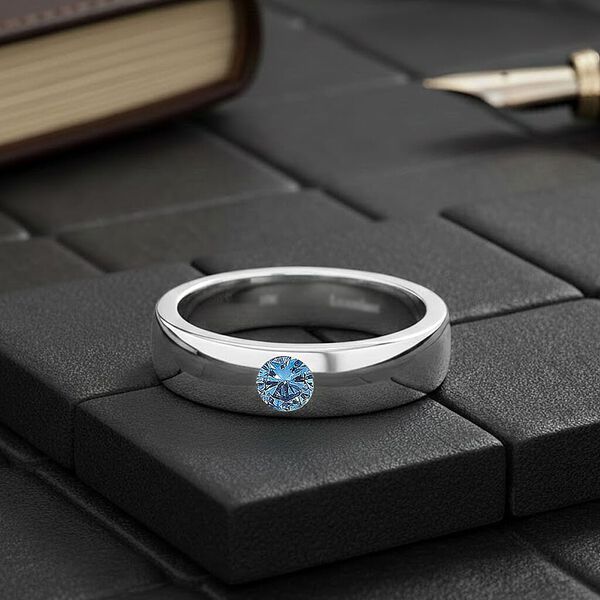 LUXURIANT DIAMOND - Lab Grown Blauer Diamant VS Ring 925 Silber Rhodiniert (Gr&ouml;&szlig;e 16.00) (10-15 Werktage Lieferzeit) ca. 0.25 ct image number 1