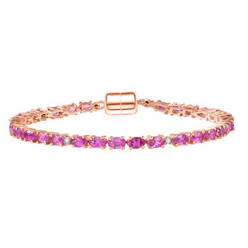 LUXURIANT AAA Labor Rosa Saphir und Labor Diamant 19cm Armband - 9,27 ct.