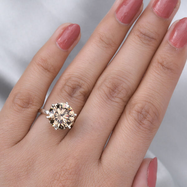 LUSTRO STELLA Hergestellt mit ausgefallen gelbem ZIRKONIA Solit&auml;r-Ring 925 Silber Platin-&Uuml;berzug image number 3