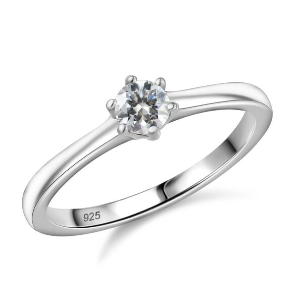 Moissanit Ring 925 Silber rhodiniert (Größe 18.00) ca. 0,24 ct image number 3