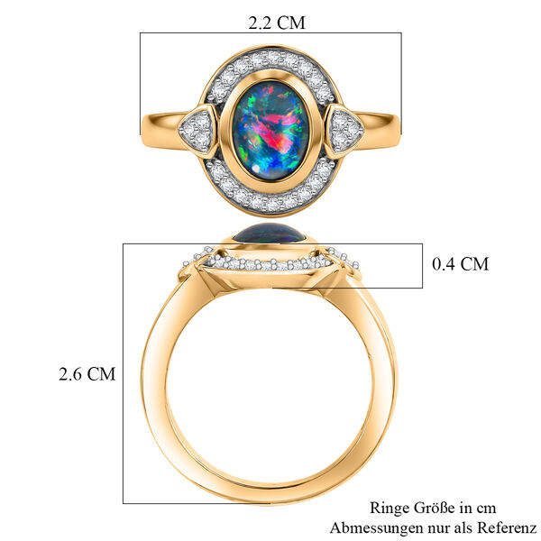 Boulder Opal Triplett und Zirkon Ring 925 Silber vergoldet  ca. 1,13 ct image number 7