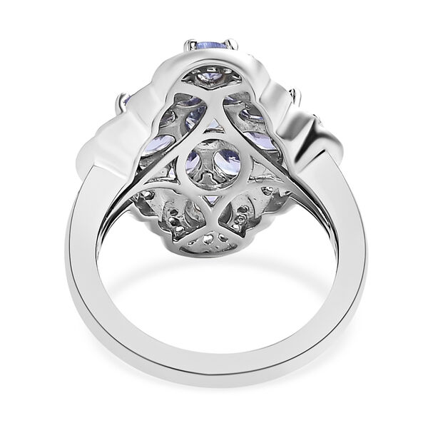 Wundersch&ouml;ner Tansanit und wei&szlig;er Zirkon-Ring, 925 Silber platiniert  ca. 2,30 ct image number 6