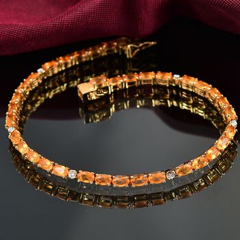 D'Joy AA Feueropal, Moissanit Armband ca. 20 cm 925 Silber 750 Gelbgold Vermeil ca. 5,42 ct.