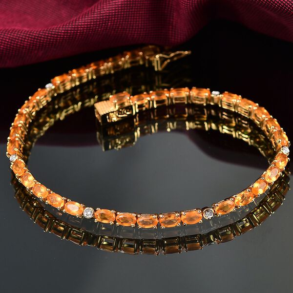 D'Joy AA Feueropal, Moissanit Armband ca. 20 cm 925 Silber 750 Gelbgold Vermeil ca. 5,42 ct. image number 2