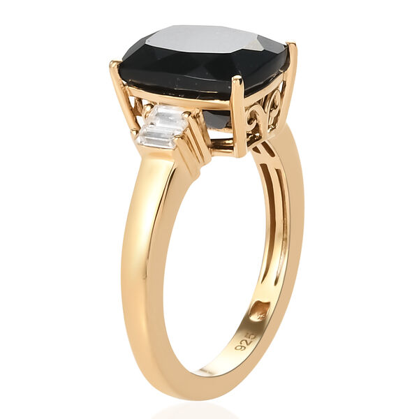 Schwarzer Turmalin und Zirkon Ring 925 Silber vergoldet  ca. 3,75 ct image number 5