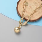 Kunststoff-Perlen- und weiße Kristall-Halskette, ca. 52 cm, goldfarben image number 1
