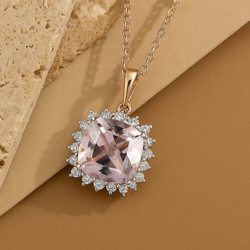 AAA Morganit, Weißer Diamant Schmuckset ca. 50 cm 417 Gold ca. 4,14 ct. image number 1