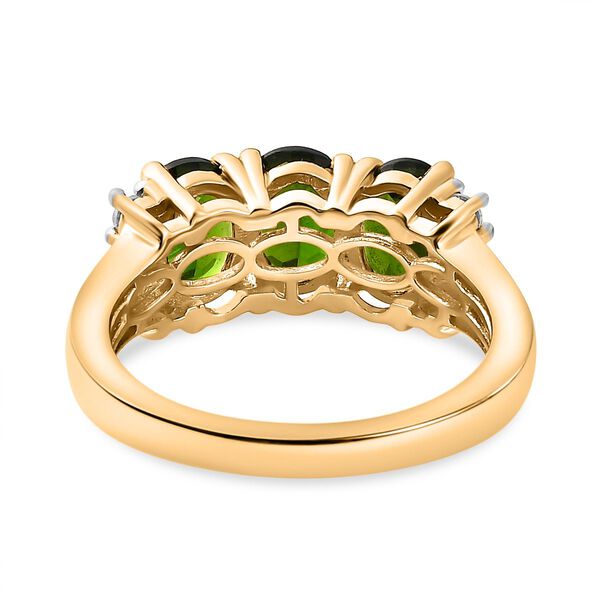 Nat&uuml;rlicher Chromdiopsid, Wei&szlig;er Zirkon Ring, 925 Silber Gelbgold Vermeil, (Gr&ouml;&szlig;e 19.00) ca. 2.87 ct image number 6