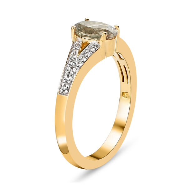 AAA Turkizit und wei&szlig;er Zirkon-Ring, 925 Silber Gelbgold Vermeil  ca. 0,99 ct image number 5