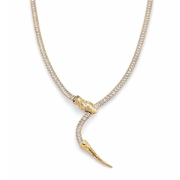 Verstellbare, wei&szlig;e Zirkonia Halskette in Goldton, 50-66cm