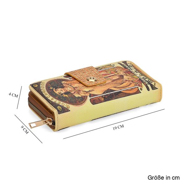 Langportemonnaie, RFID-Schutz, 19x4x9cm, Gold Multicolor, Alphonse-Mucha-Motiv. image number 9