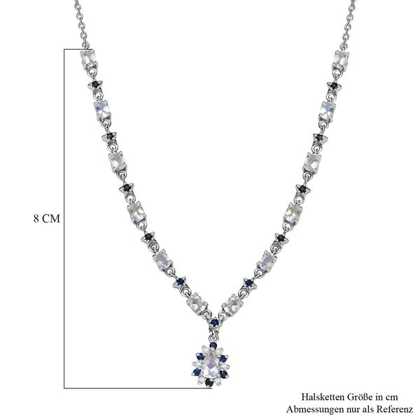 D joy AAA Premium Malagasy Regenbogen Mondstein Halskette, ca. 50 cm 925 Silber rhodiniert ca. 2,87 ct. image number 6