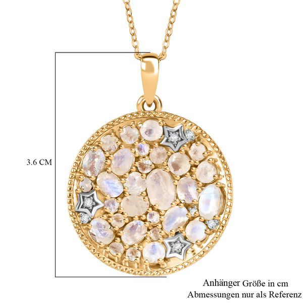 D'Joy AAA Regenbogen Mondstein und Zirkon zweifarbiger Anh&auml;nger mit 50cm Kette - 4,30 ct. image number 6