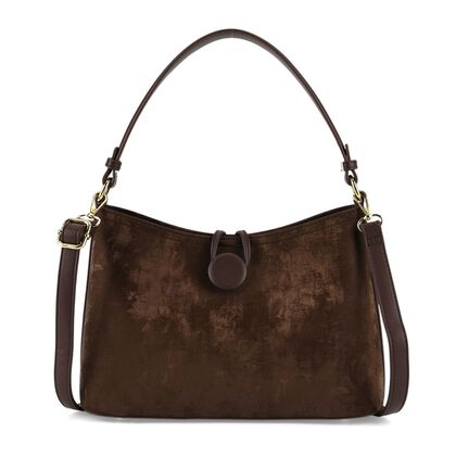 Crossbody Taschen Set 2 teilig mit Rei&szlig;verschlussfach und Innenfach 30 x 12 x 20 cm Dunkelbraun