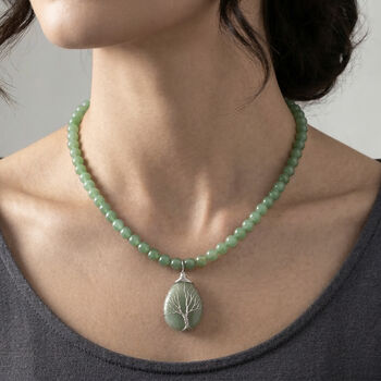 Gr&uuml;ne Aventurin Halskette, ca. 45 cm + 5 cm extender, ca. 230.00 ct