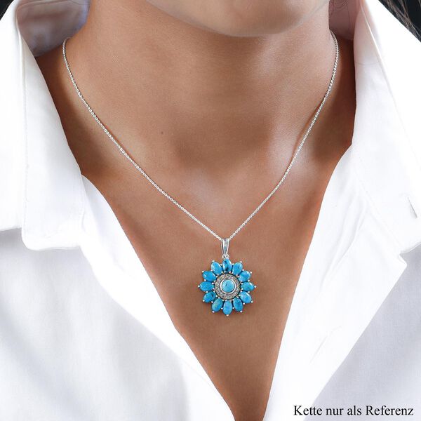 Sierra Nevada Türkis und floraler Zirkon-Anhänger - 6,74 ct. image number 2