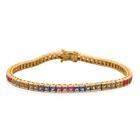 AA Mehrfarbiges Saphir Armband, ca. 18.5 cm, 925 Silber Gelbgold Vermeil ca. 8.45 ct