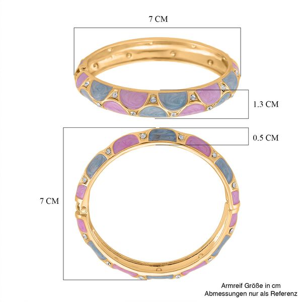 Emaille-Armreif mit halbmondf&ouml;rmigem Muster in Lila und Blau, verziert mit wei&szlig;en Kristallen, ca. 18,5 cm image number 7