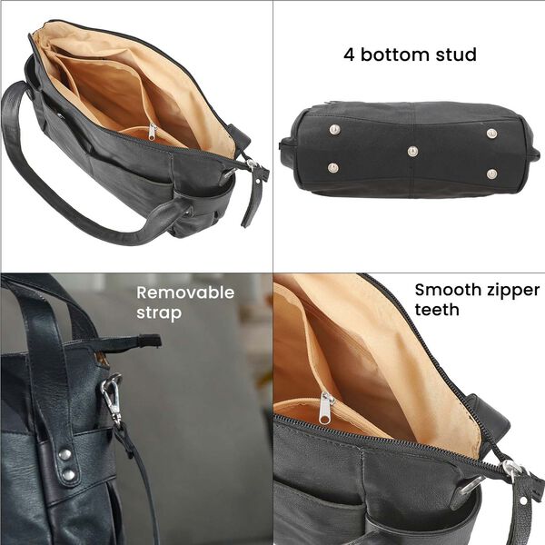 100% Echtleder Weekender Reisetasche mit RFID-Schutz, Schwarz image number 7