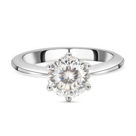 Moissanit Solitär Ring in Silber, 1,75 ct.