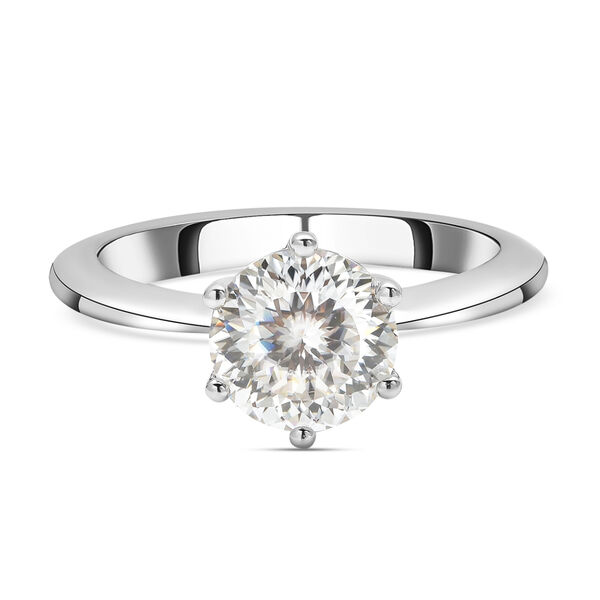 Moissanit Solit&auml;r Ring in Silber, 1,75 ct.