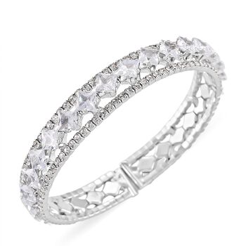 Wei&szlig;er Zirkonia Armreif, Flexibles (ca. 18-19 cm)  Nickelfreies Messing